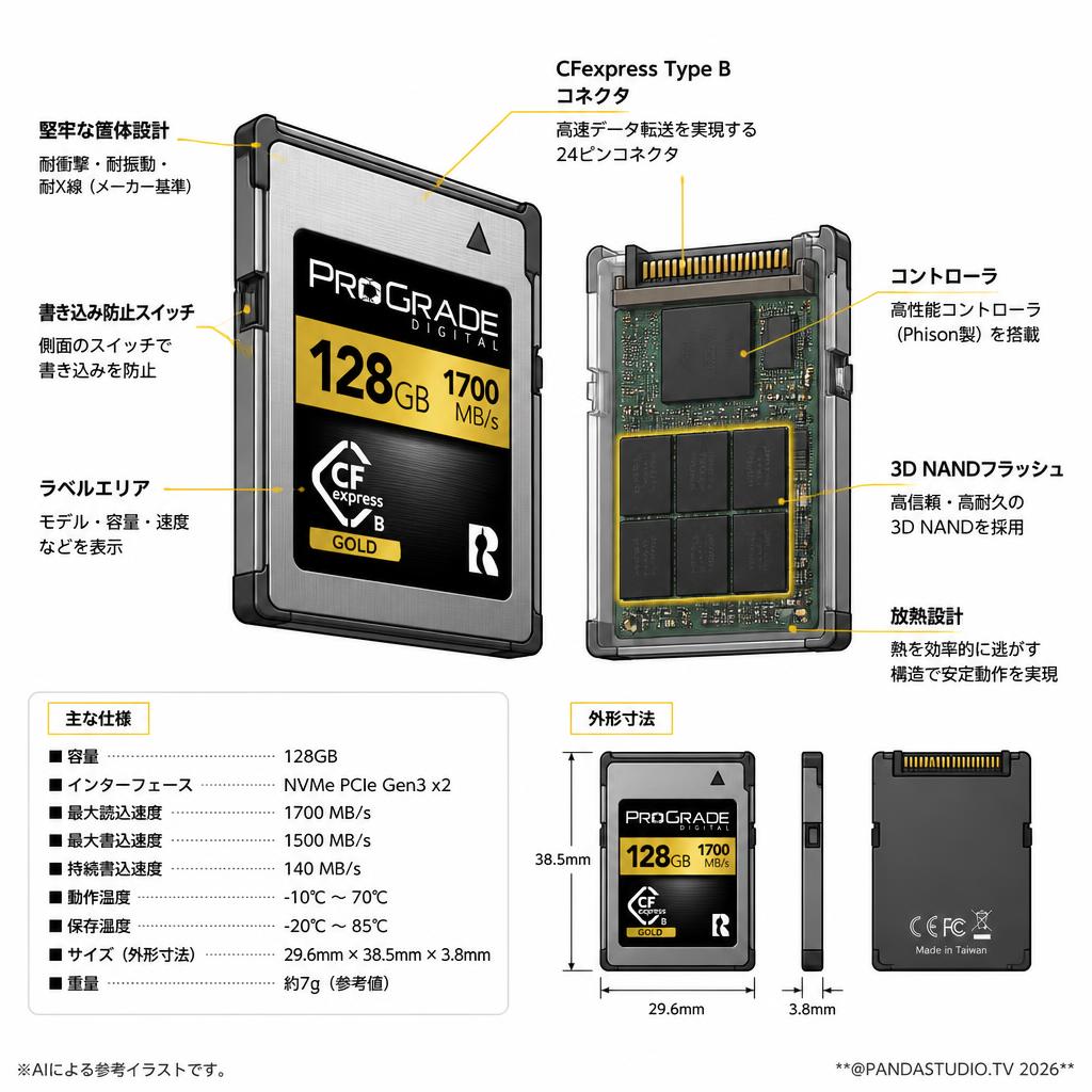 その他 ProGrade 128GB CFexpress TypeB 1700MB/s ProGrade Digital CFexpress 128GB Type B GOLD 1700R カード | パンダ