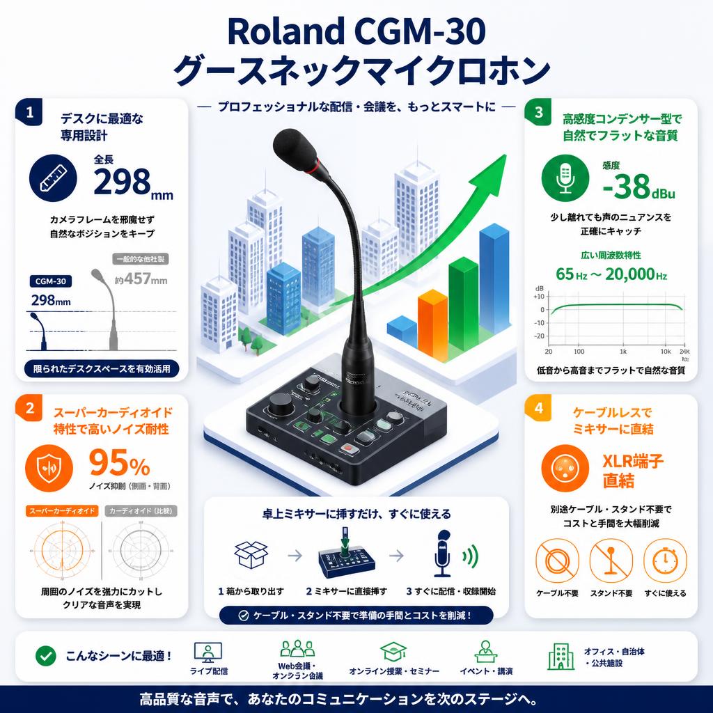 Roland CGM-30 グースネックマイクロホン セールスポイント
