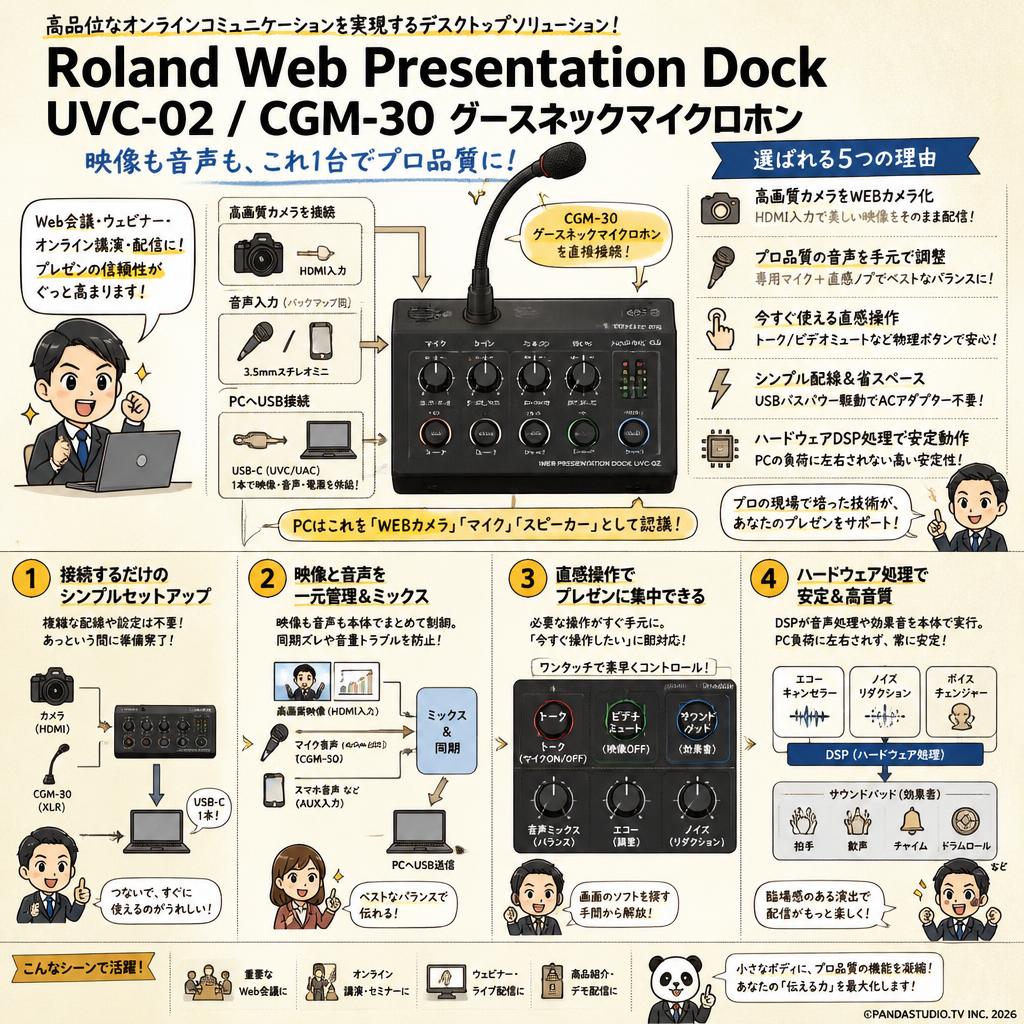 Roland Web Presentation Dock UVC-02 / CGM-30 グースネックマイクロホン 概要