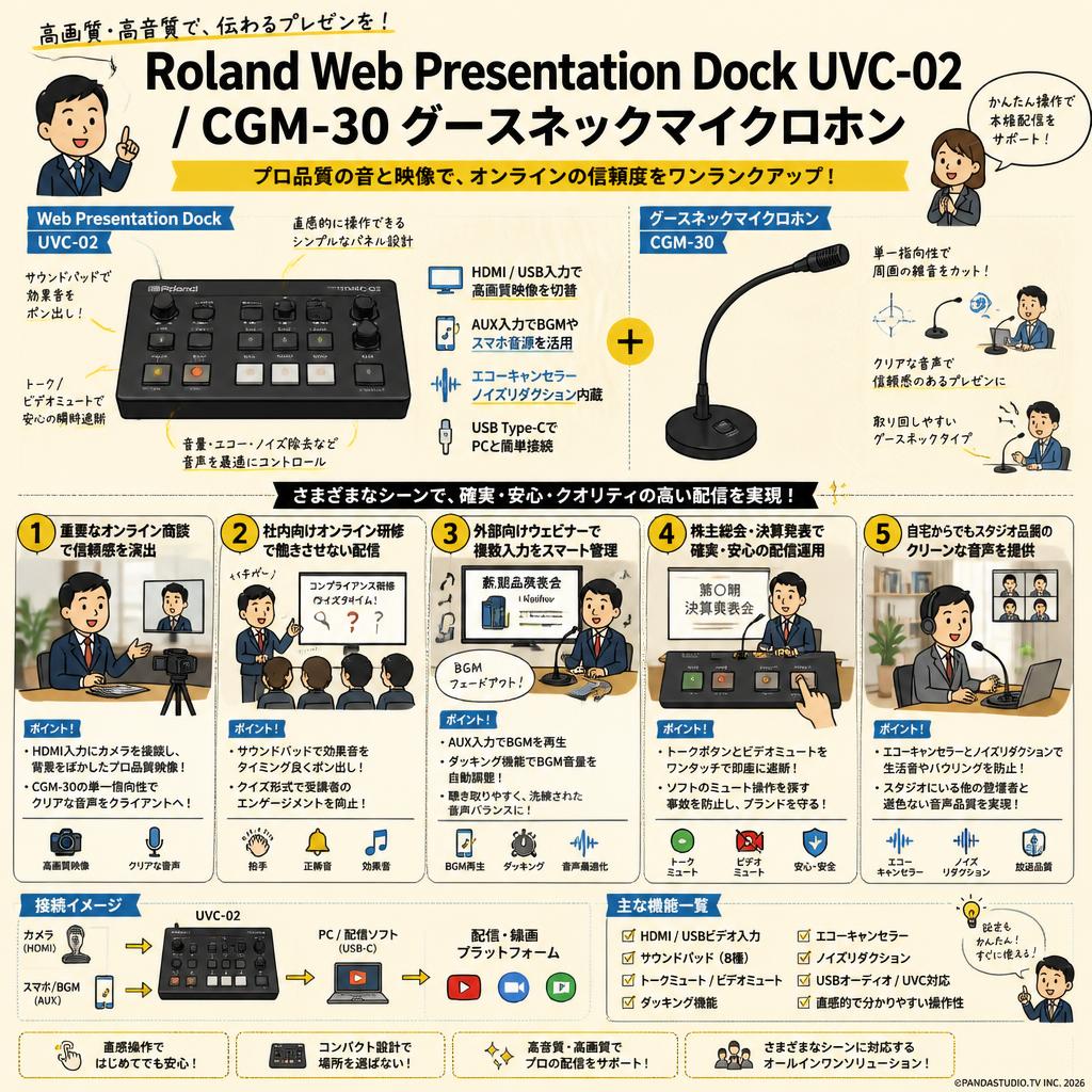 Roland Web Presentation Dock UVC-02 / CGM-30 グースネックマイクロホン 用途