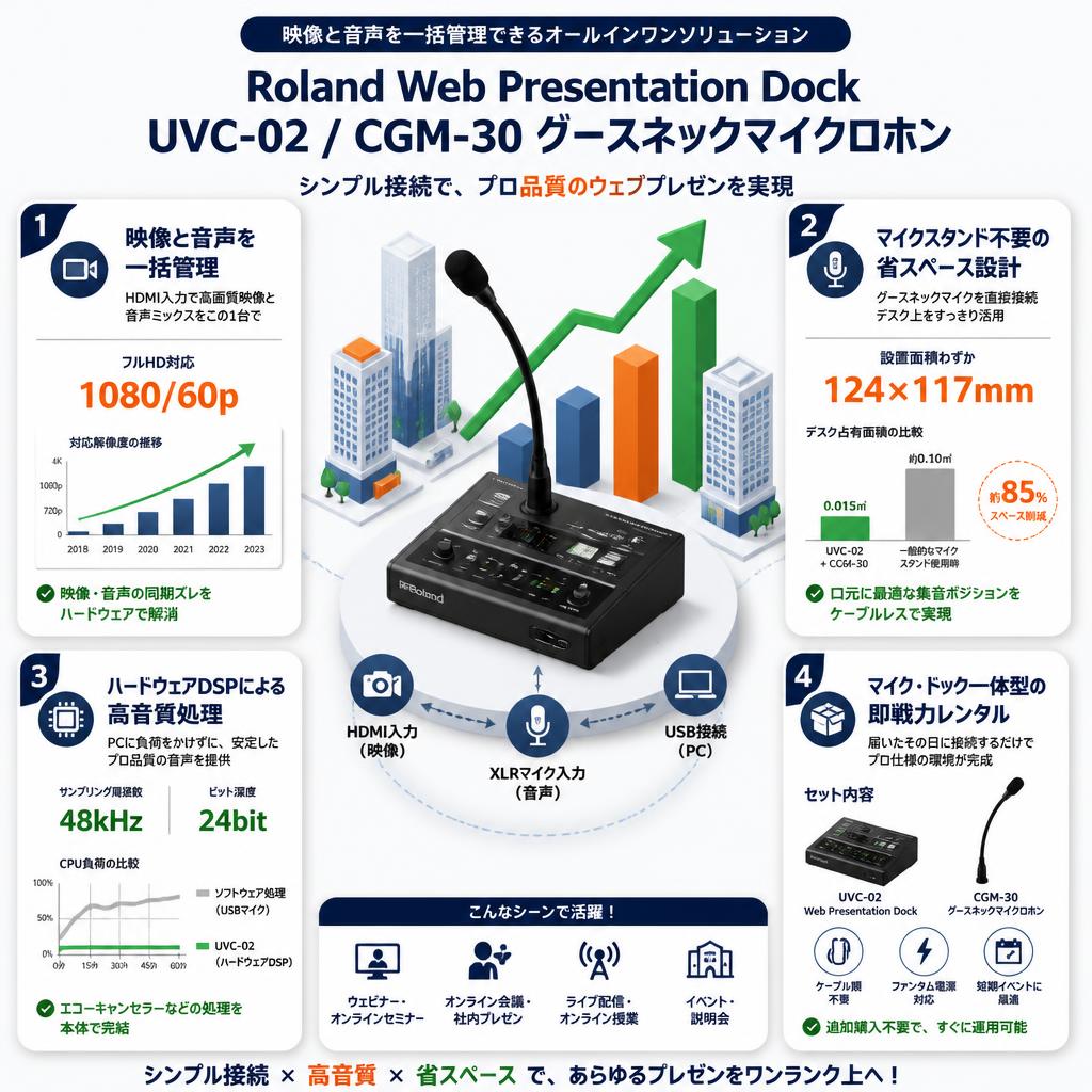 Roland Web Presentation Dock UVC-02 / CGM-30 グースネックマイクロホン セールスポイント