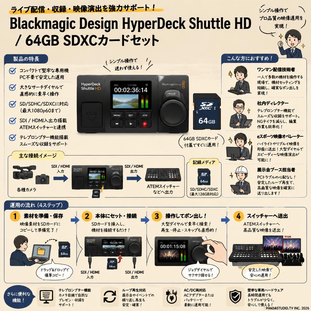Blackmagic Design HyperDeck Shuttle HD / 64GB SDXCカードセット おもな対象のお客様