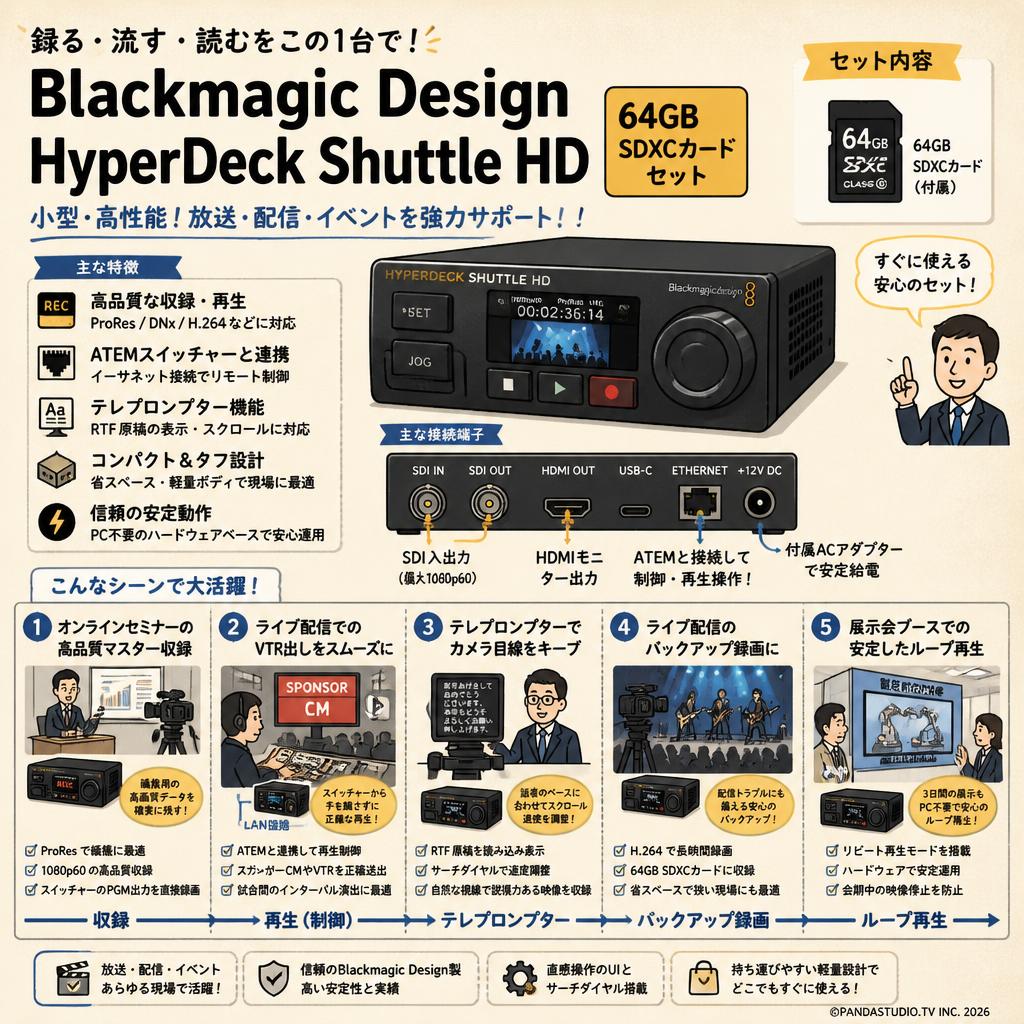 Blackmagic Design HyperDeck Shuttle HD / 64GB SDXCカードセット 用途