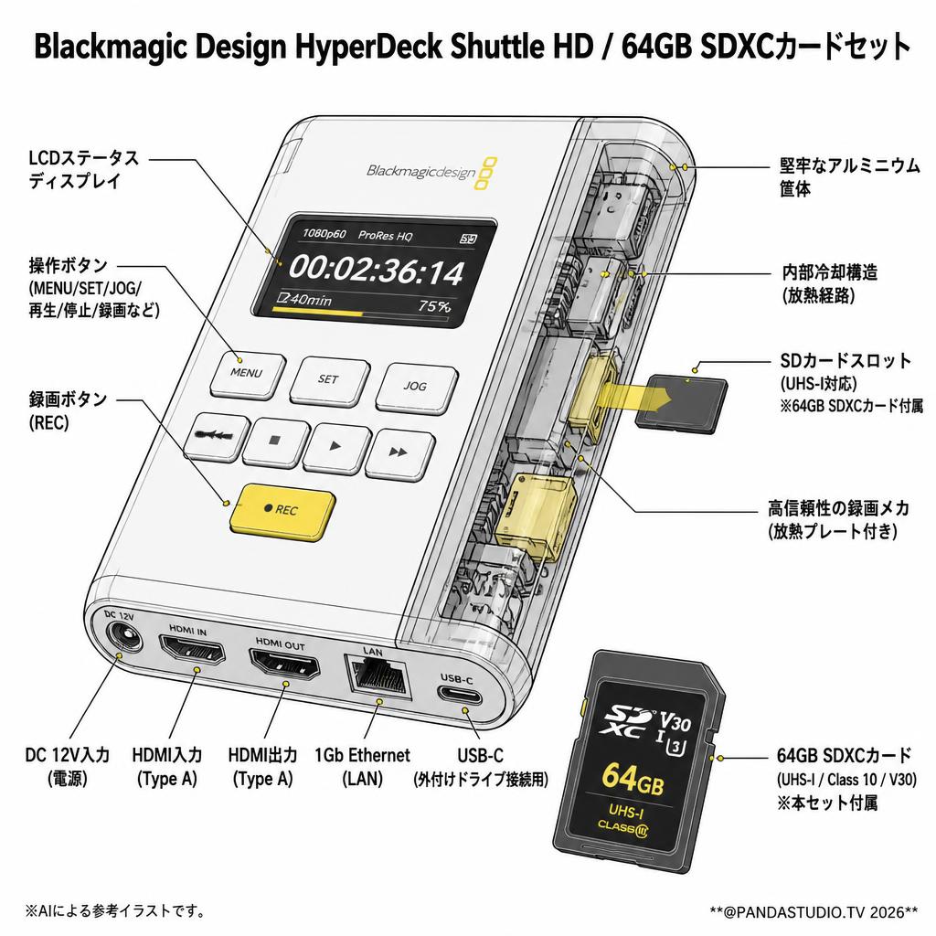Blackmagic Design HyperDeck Shuttle HD / 64GB SDXCカードセット スペック