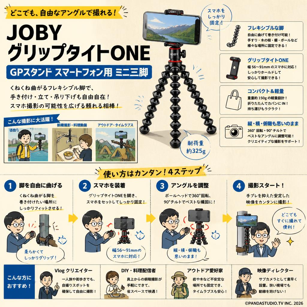 JOBY グリップタイトONE GPスタンド スマートフォン用 ミニ三脚 おもな対象のお客様