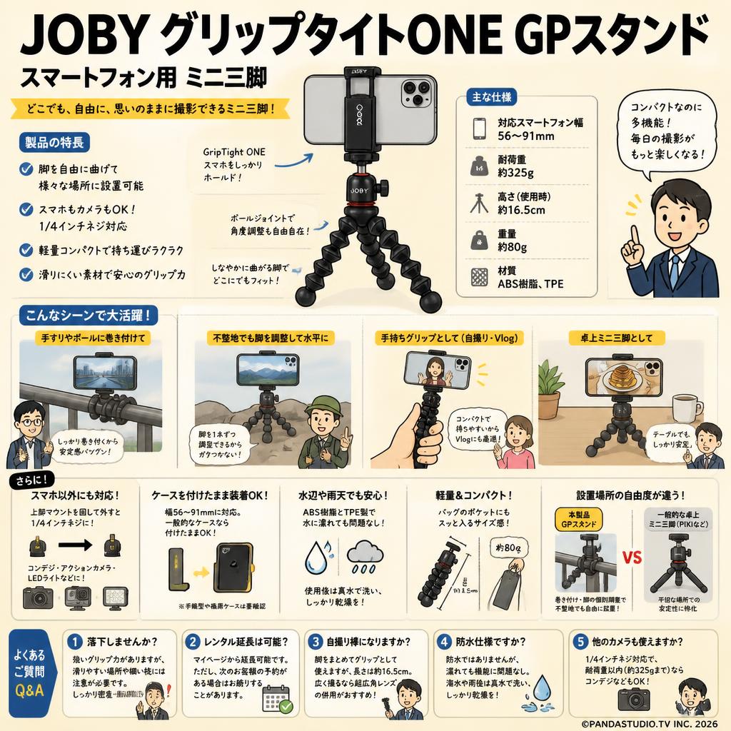 JOBY グリップタイトONE GPスタンド スマートフォン用 ミニ三脚 FAQ（よくある質問と答え）