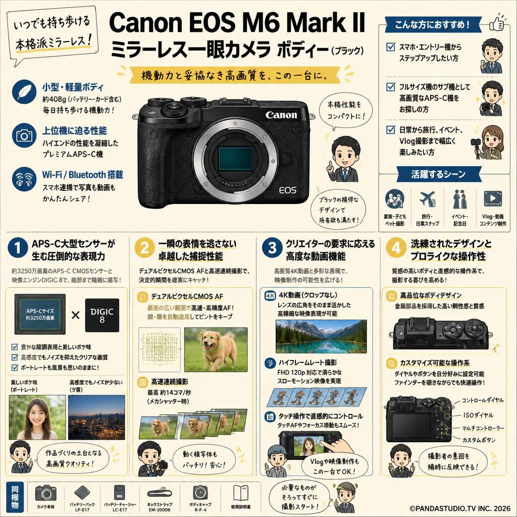 Canon EOS M6 Mark II ミラーレス一眼カメラ ボディー （ブラック） 概要
