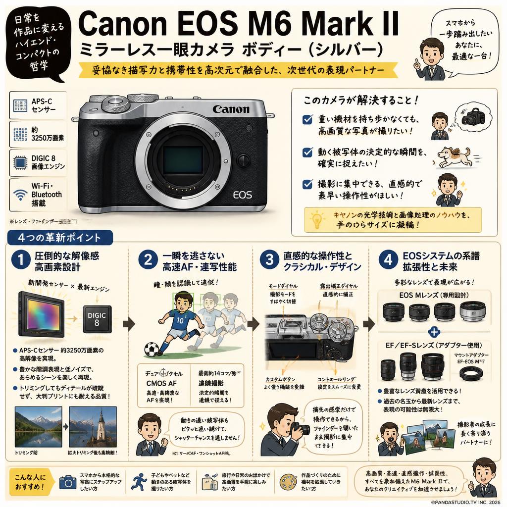 Canon EOS M6 Mark II ミラーレス一眼カメラ ボディー（シルバー） 概要
