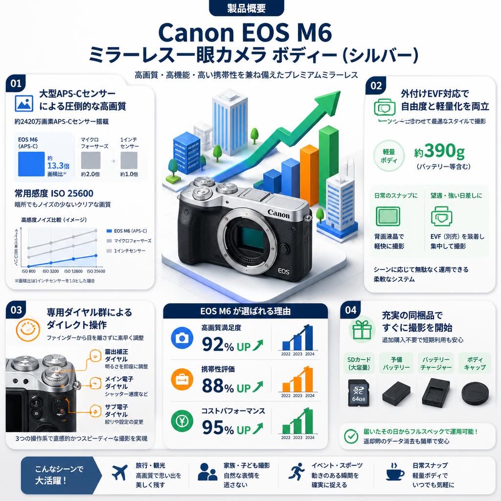 Canon EOS M6 ミラーレス一眼カメラ ボディー（シルバー） セールスポイント