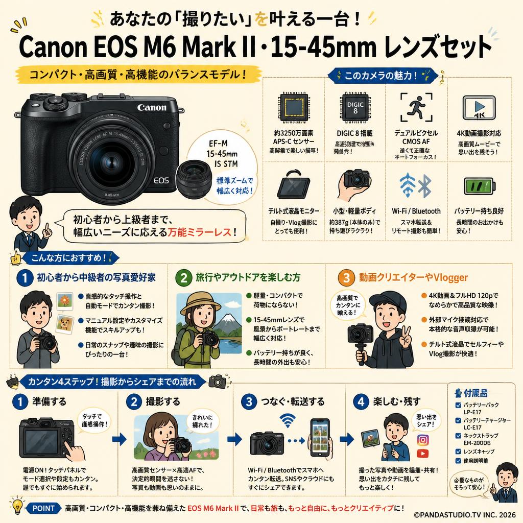Canon EOS M6 Mark II・15-45mm レンズセット おもな対象のお客様