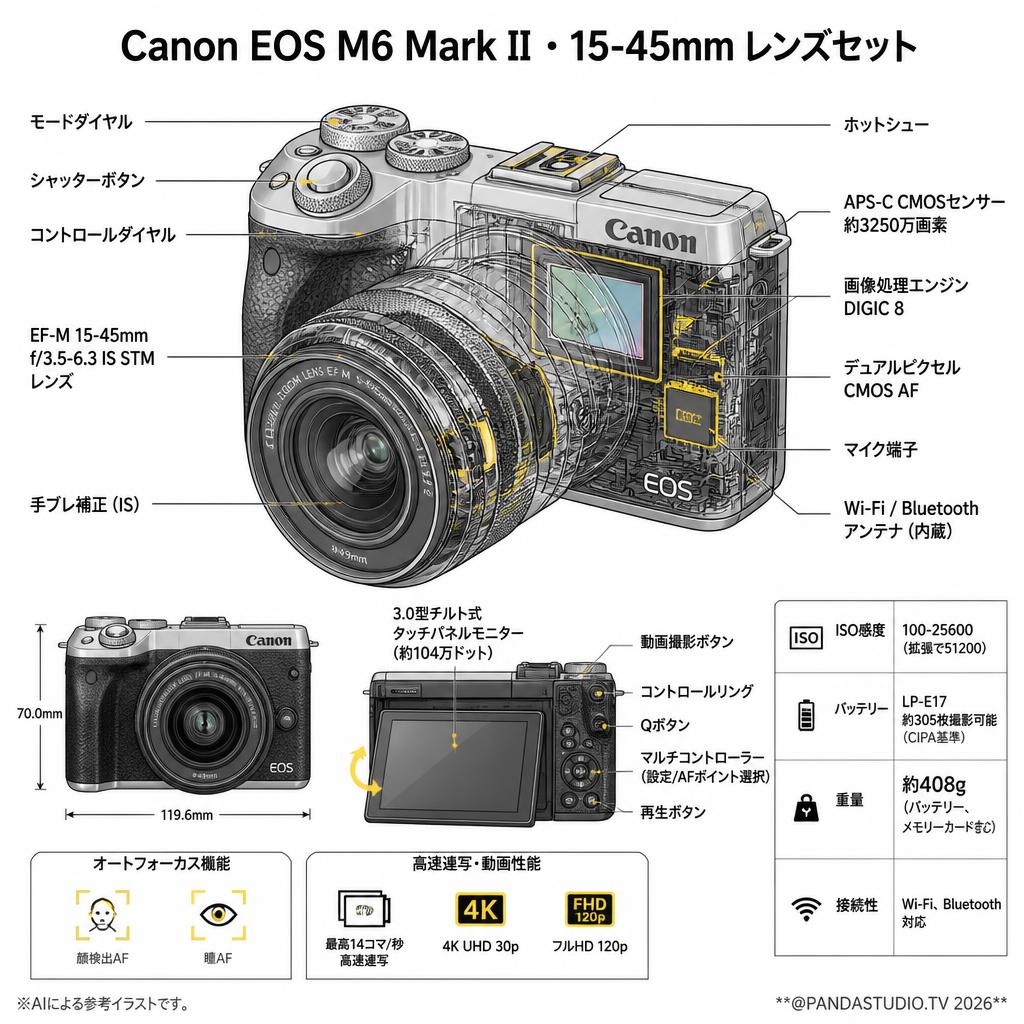Canon EOS M6 Mark II・15-45mm レンズセット スペック