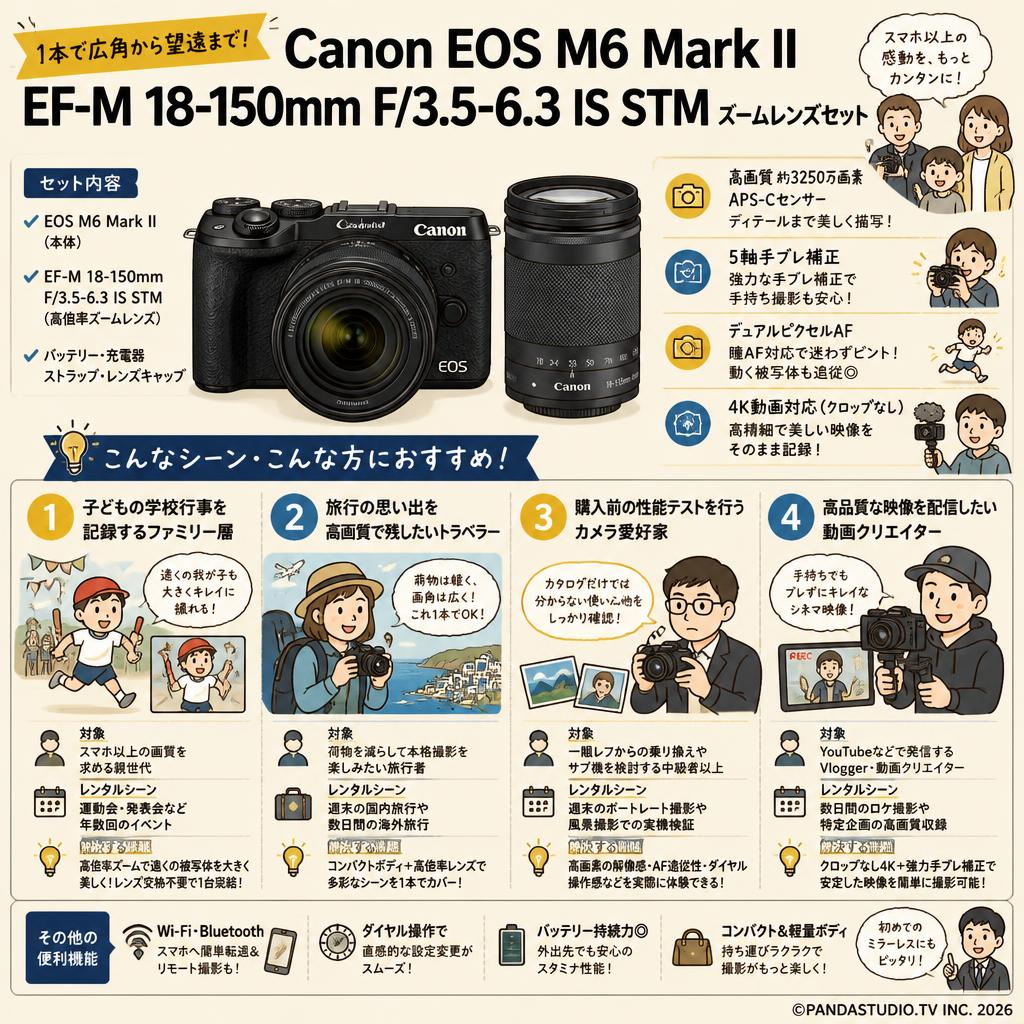 Canon EOS M6 Mark II・EF-M 18-150mm F/3.5-6.3 IS STM ズームレンズセット おもな対象のお客様