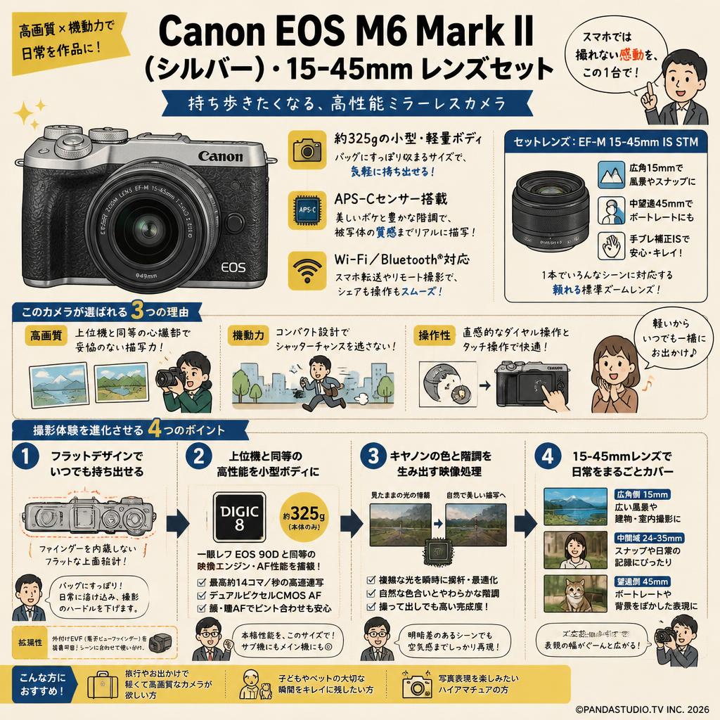 Canon EOS M6 Mark II（シルバー）・15-45mm レンズセット 概要