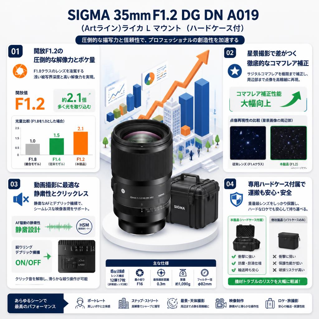 SIGMA 35mm F1.2 DG DN A019  (Artライン)ライカ L マウント（ハードケ－ス付） セールスポイント