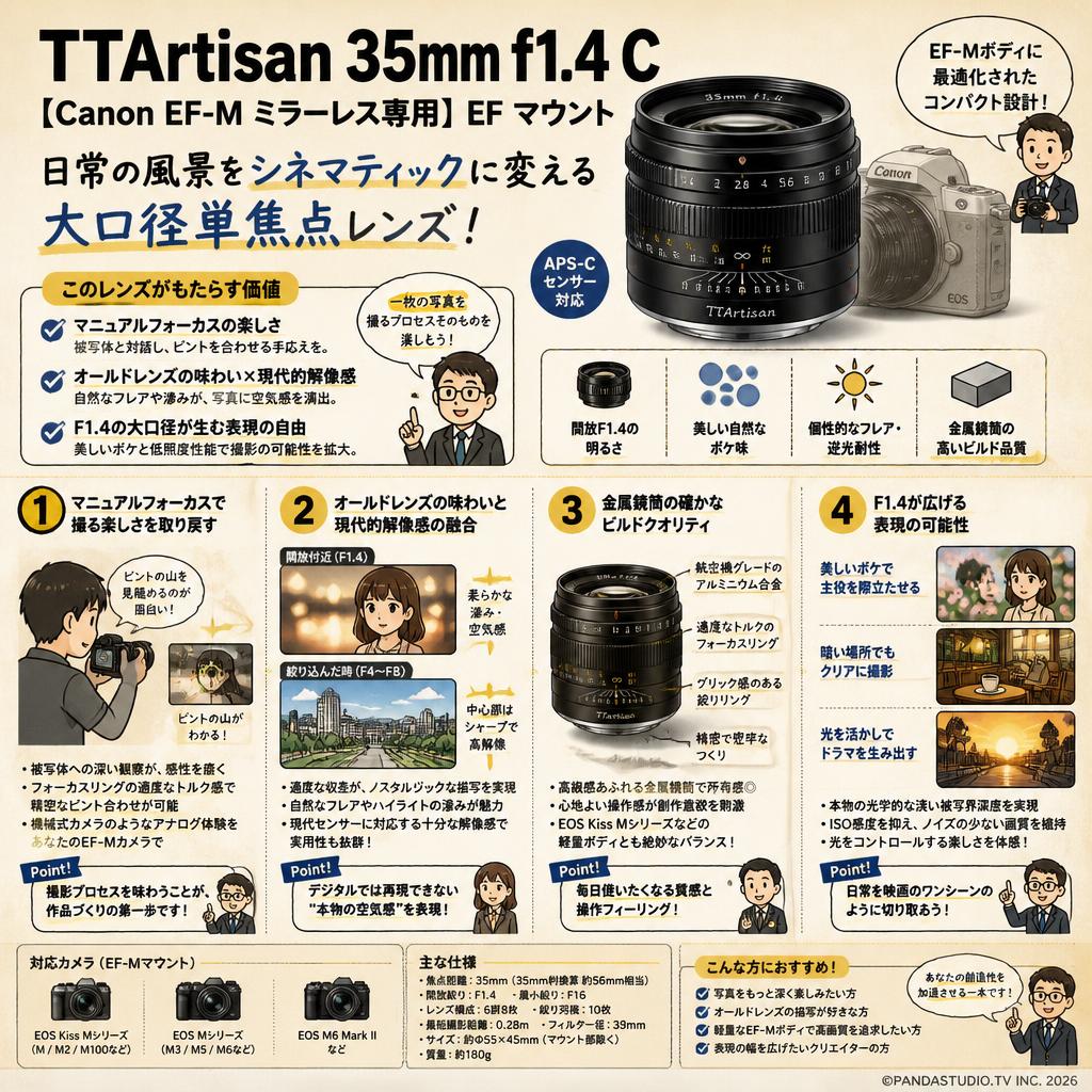 TTArtisan 35mm f1.4 C 【Canon EF-M ミラーレス専用】EF マウント 概要