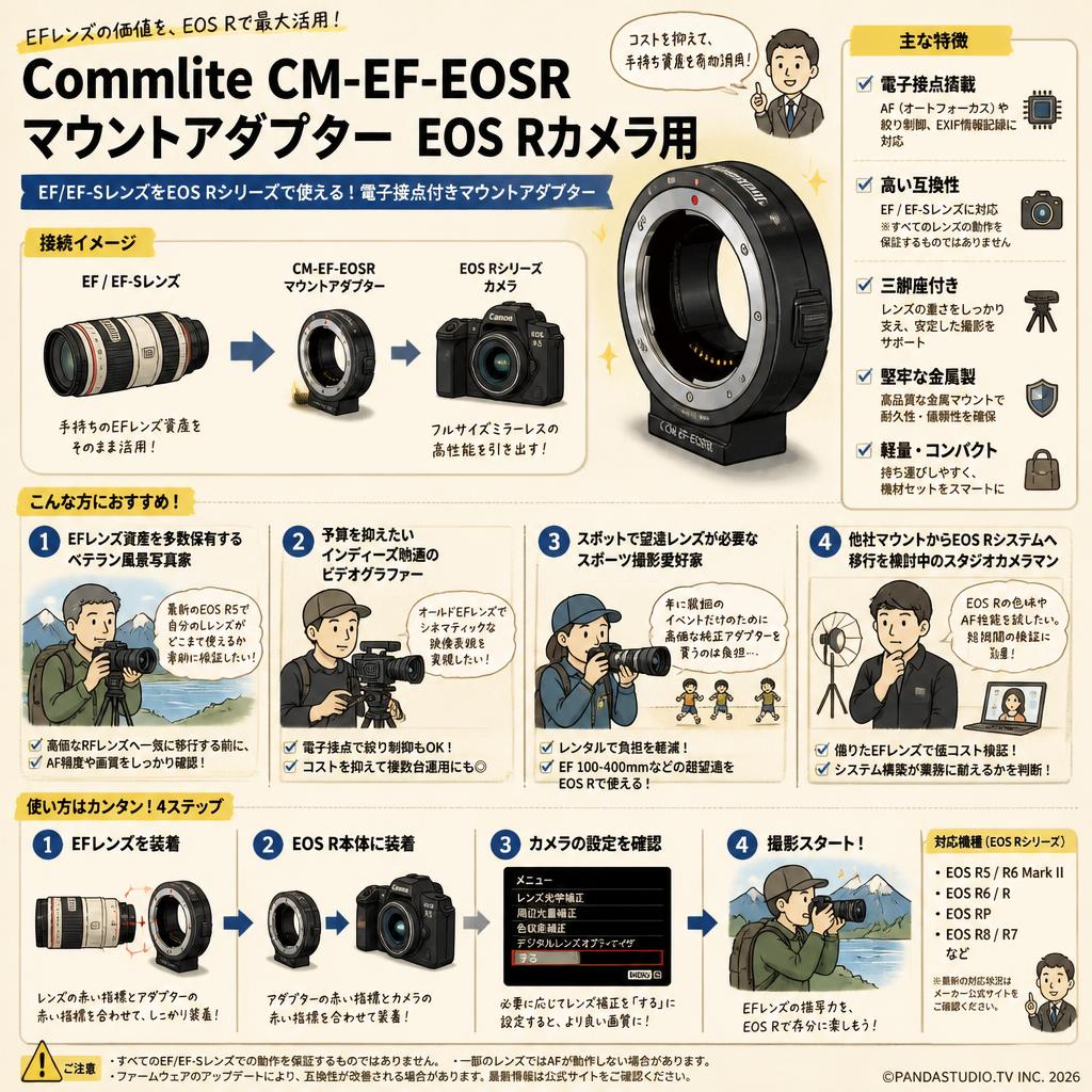 Commlite CM-EF-EOSR マウントアダプター EOS Rカメラ用 おもな対象のお客様