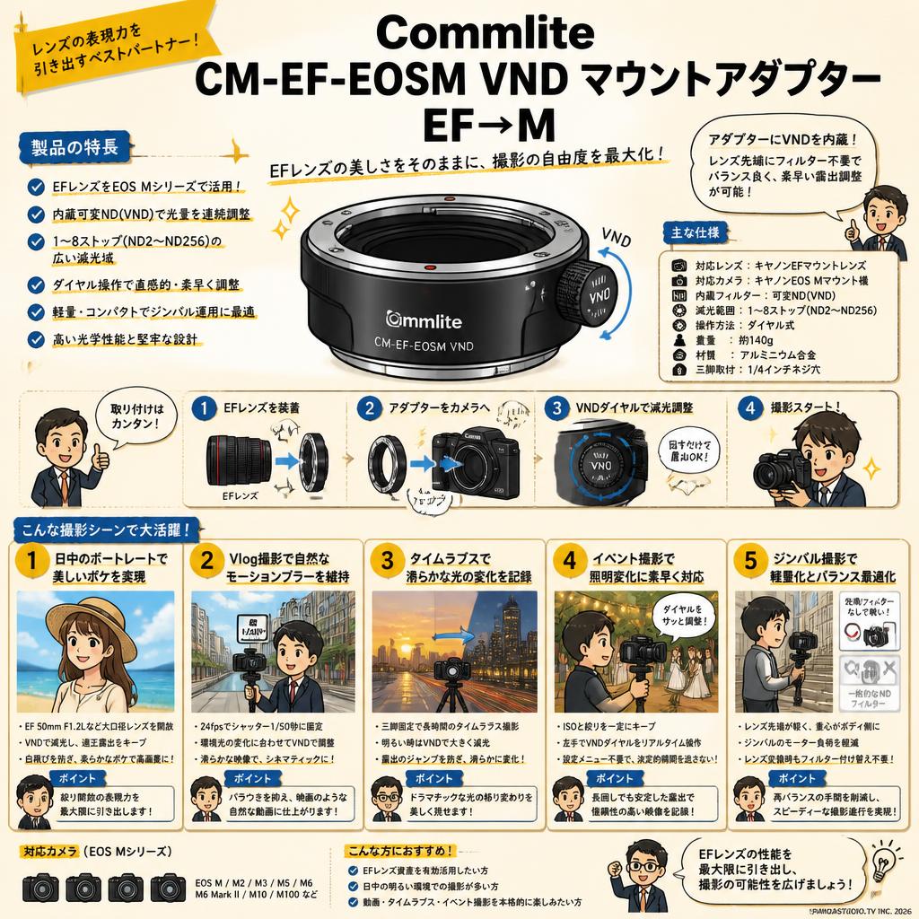Commlite CM-EF-EOSM VND マウントアダプター EF→M 用途