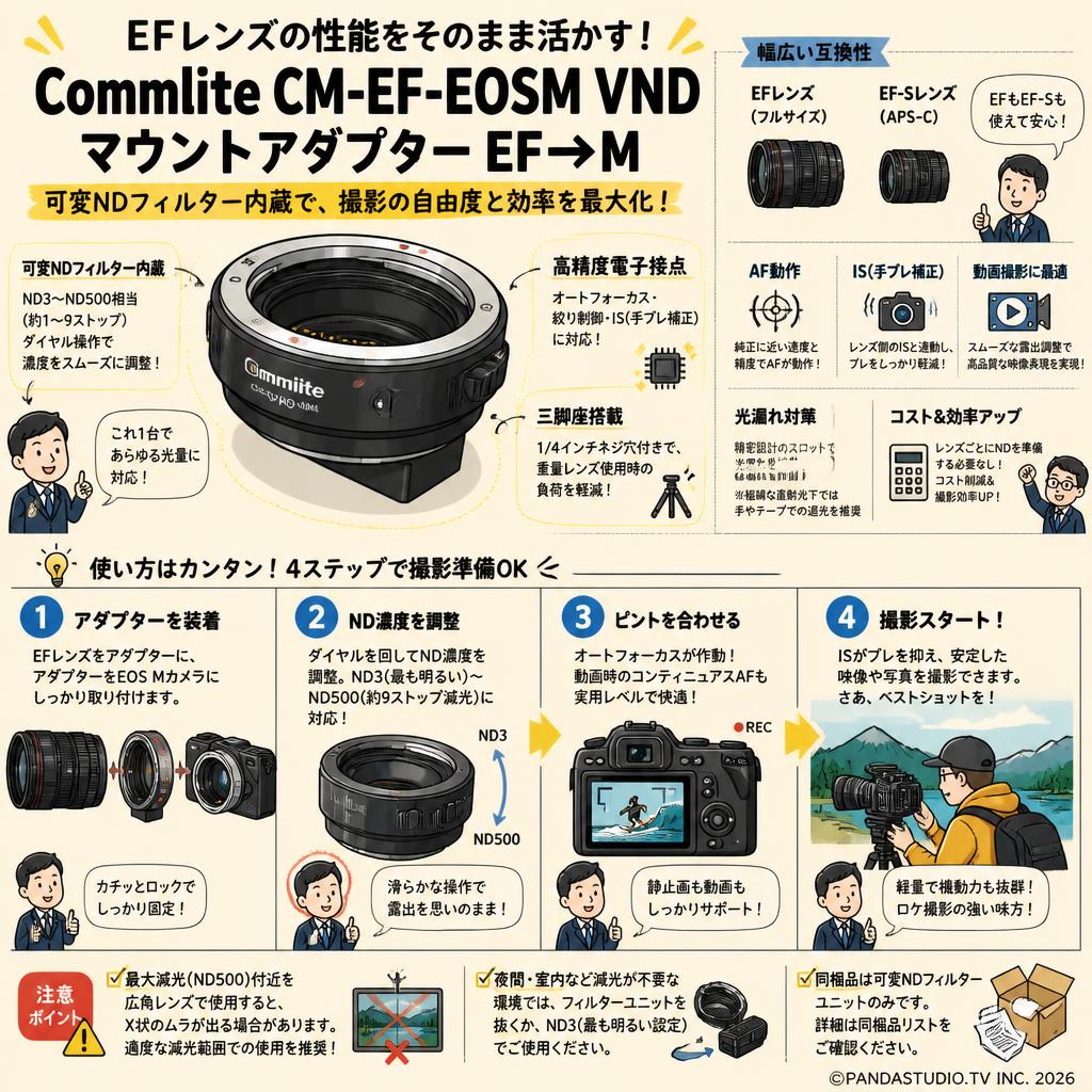 Commlite CM-EF-EOSM VND マウントアダプター EF→M FAQ（よくある質問と答え）