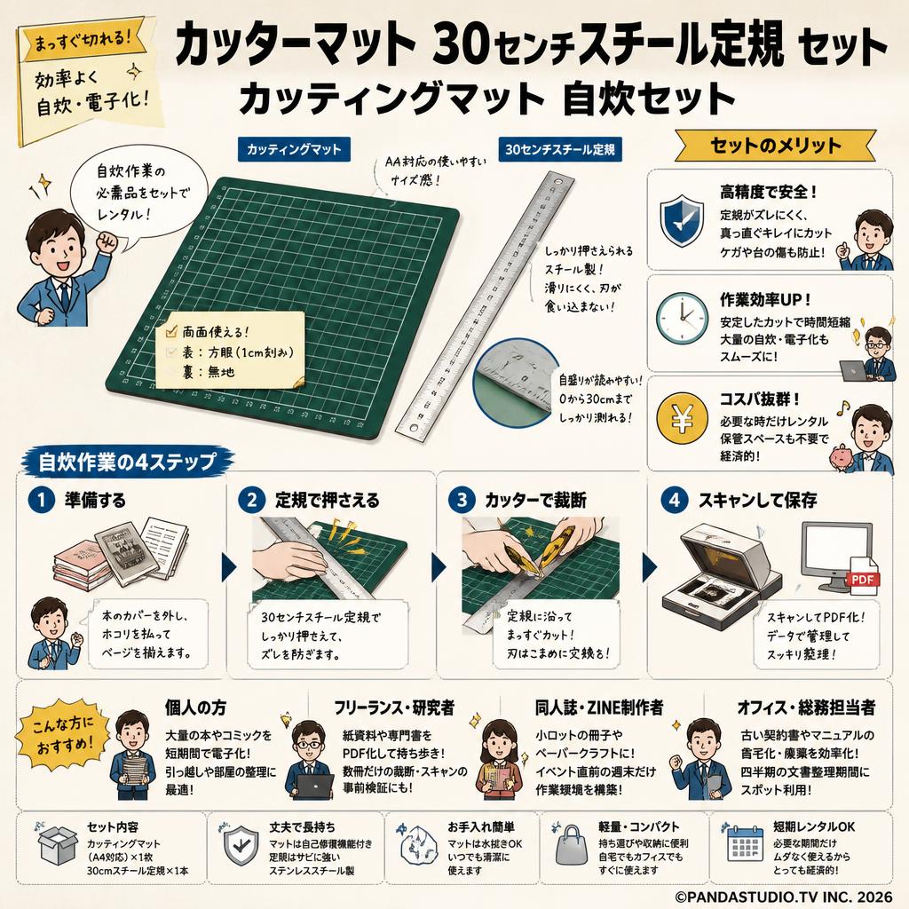 カッターマット 30センチスチール定規 セット カッティングマット 自炊セット おもな対象のお客様