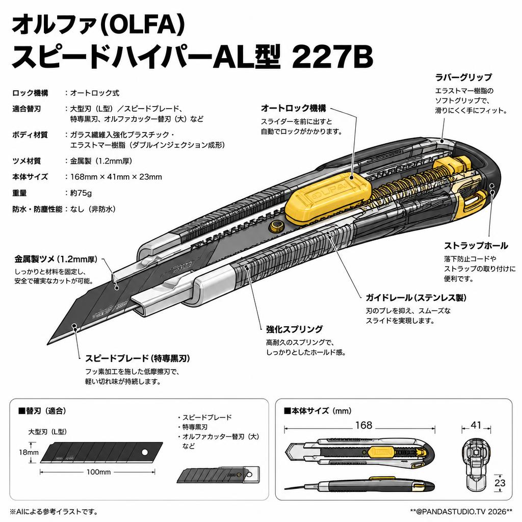 オルファ(OLFA) スピードハイパーAL型 227B スペック