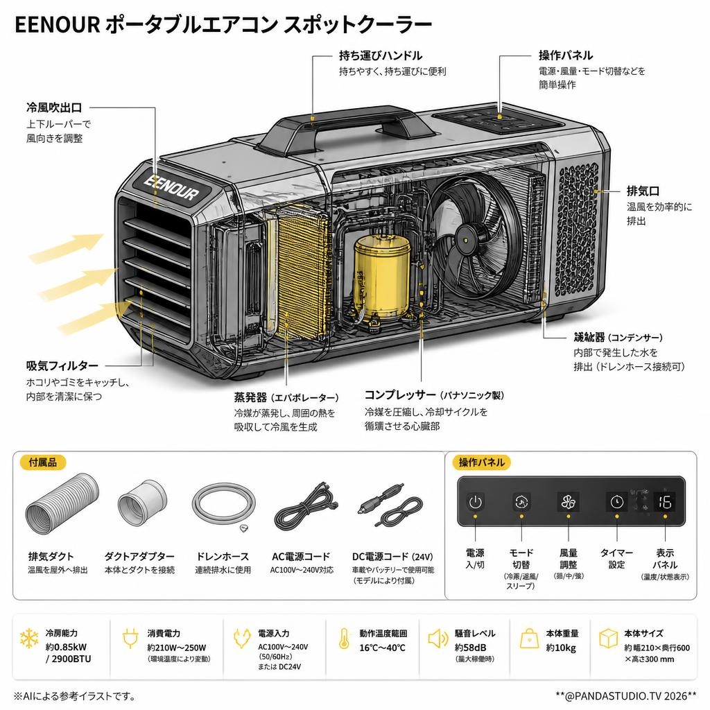 EENOUR ポータブルエアコン スポットクーラー スペック