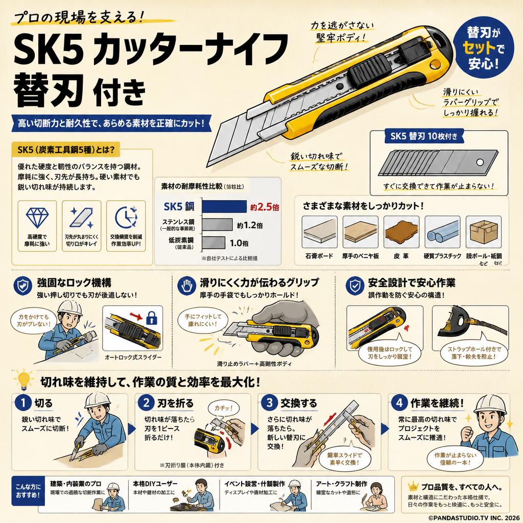 sk5 カッターナイフ替刃 付き 概要