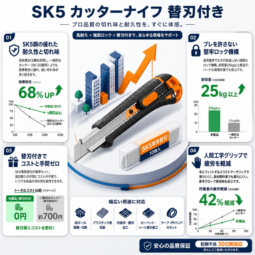 sk5 カッターナイフ替刃 付き セールスポイント