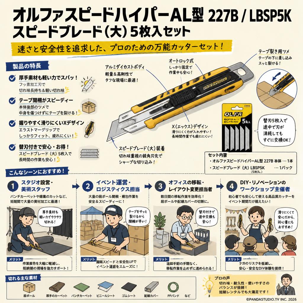 オルファスピードハイパーAL型 227B / LBSP5K スピードブレード（大）5枚入セット おもな対象のお客様