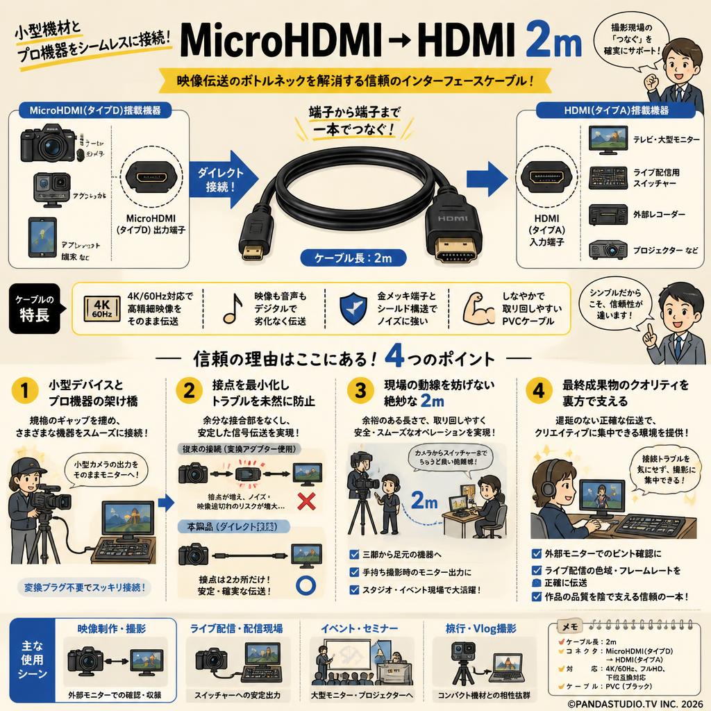 MicroHDMI → HDMI 2m 概要