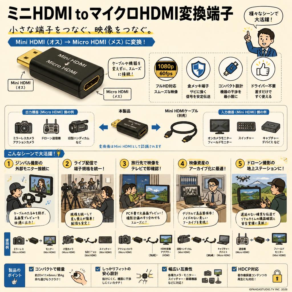ミニHDMI toマイクロHDMI変換端子 用途