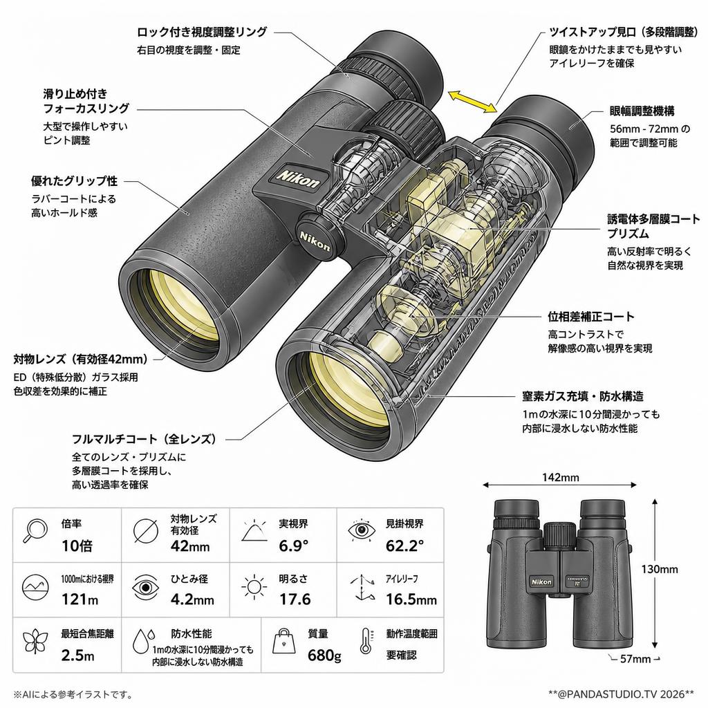 【20%ポイントバック実施中】Nikon 双眼鏡 MONARCH M7 10x42 スペック
