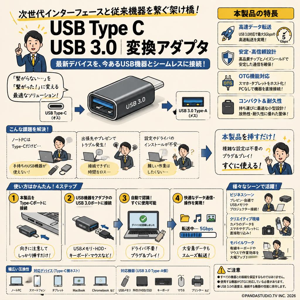 USB Type C USB 3.0 変換アダプタ 概要