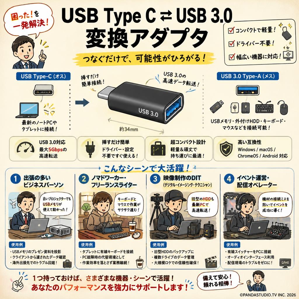 USB Type C USB 3.0 変換アダプタ おもな対象のお客様