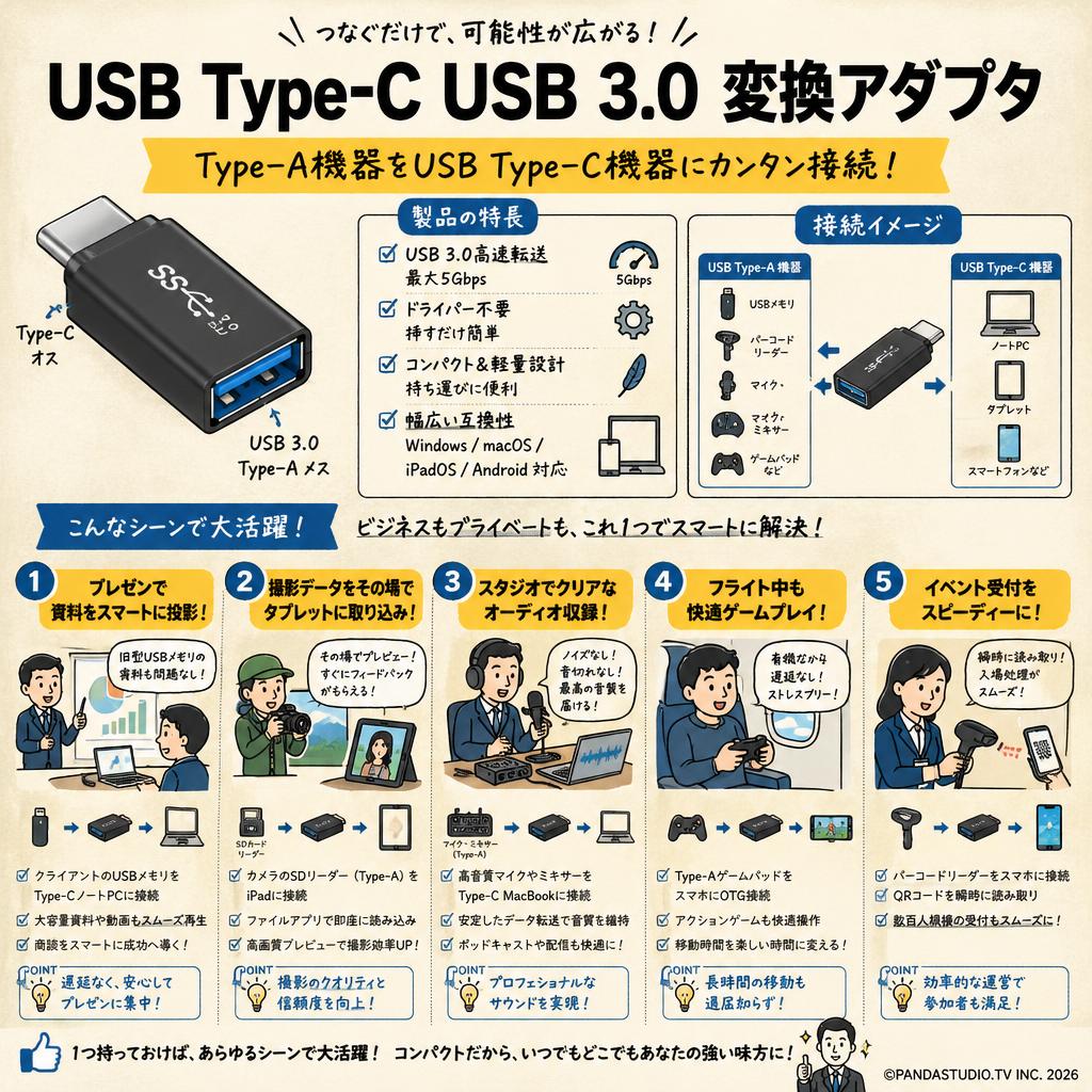 USB Type C USB 3.0 変換アダプタ 用途