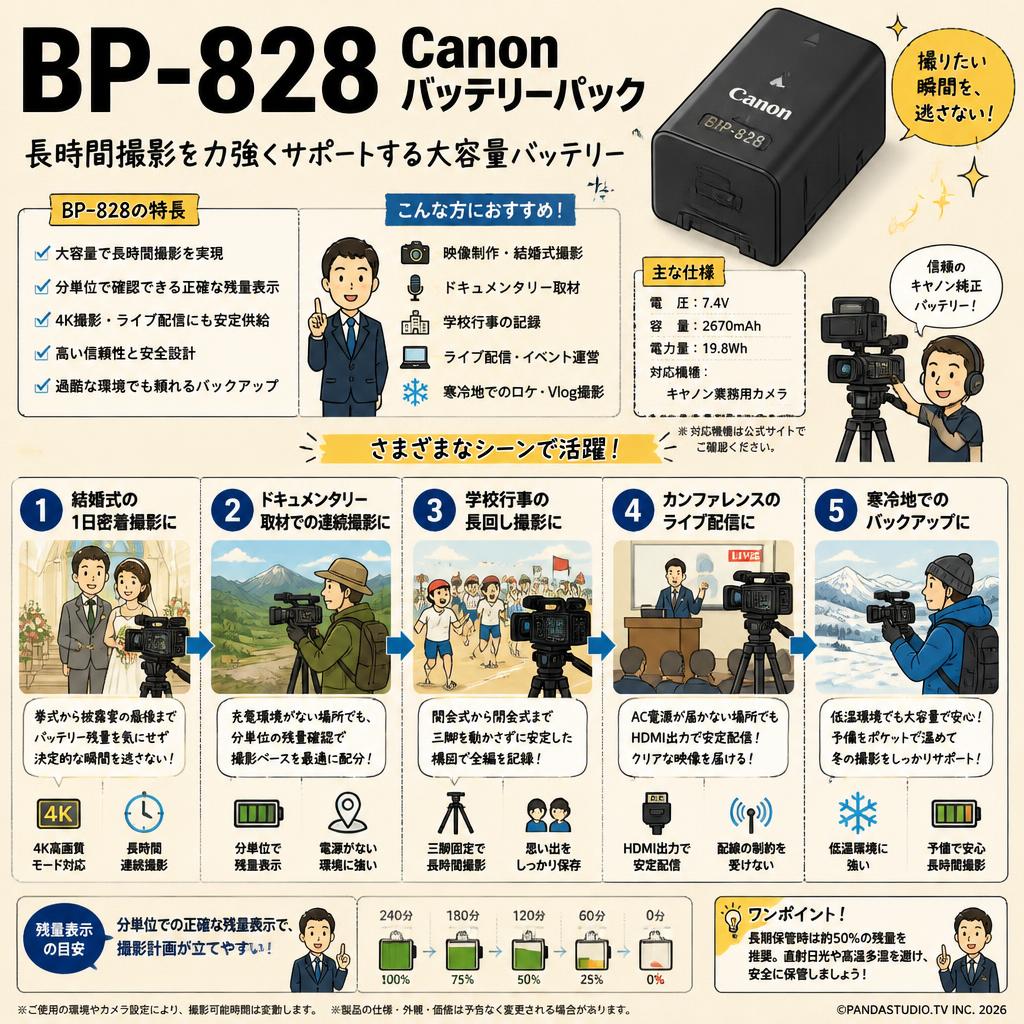 BP-828 Canon バッテリーパック 用途
