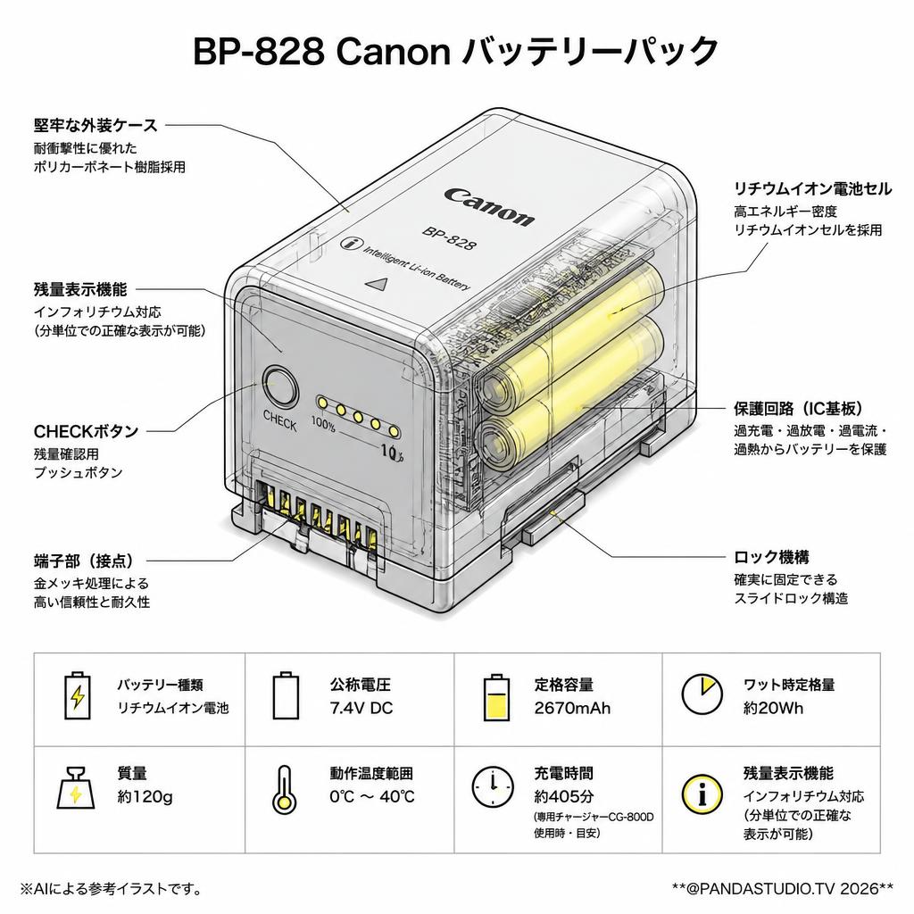 BP-828 Canon バッテリーパック スペック