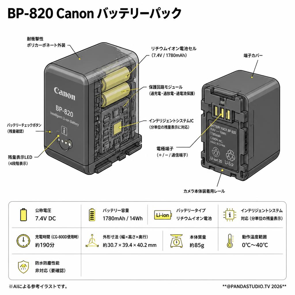 BP-820 Canon バッテリーパック スペック