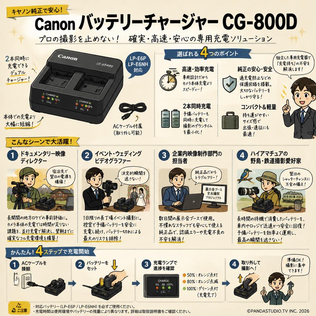 Canon バッテリーチャージャー CG-800D おもな対象のお客様