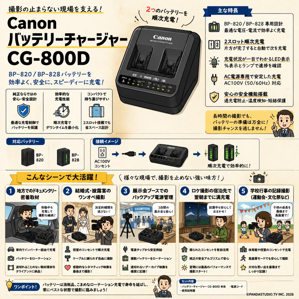 Canon バッテリーチャージャー CG-800D 用途