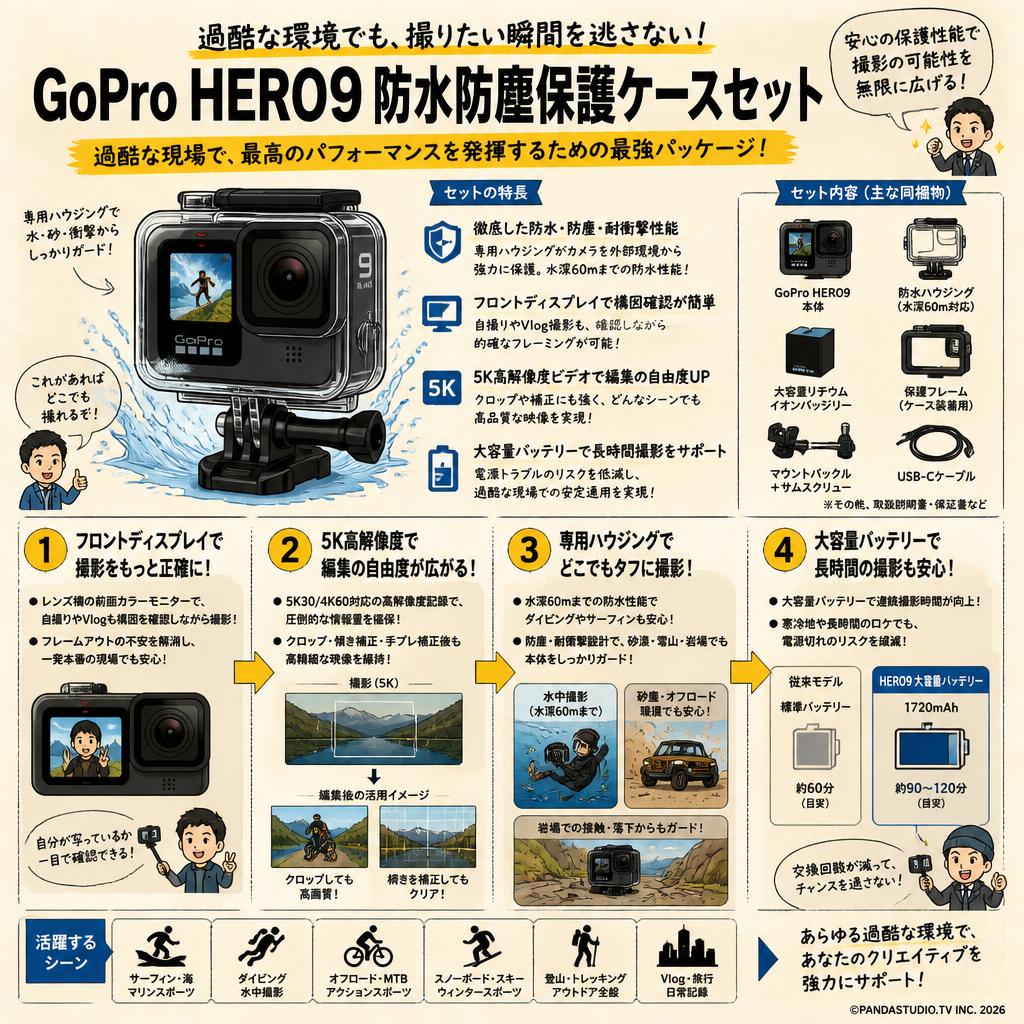 GoPro HERO9 防水防塵保護ケースセット 概要