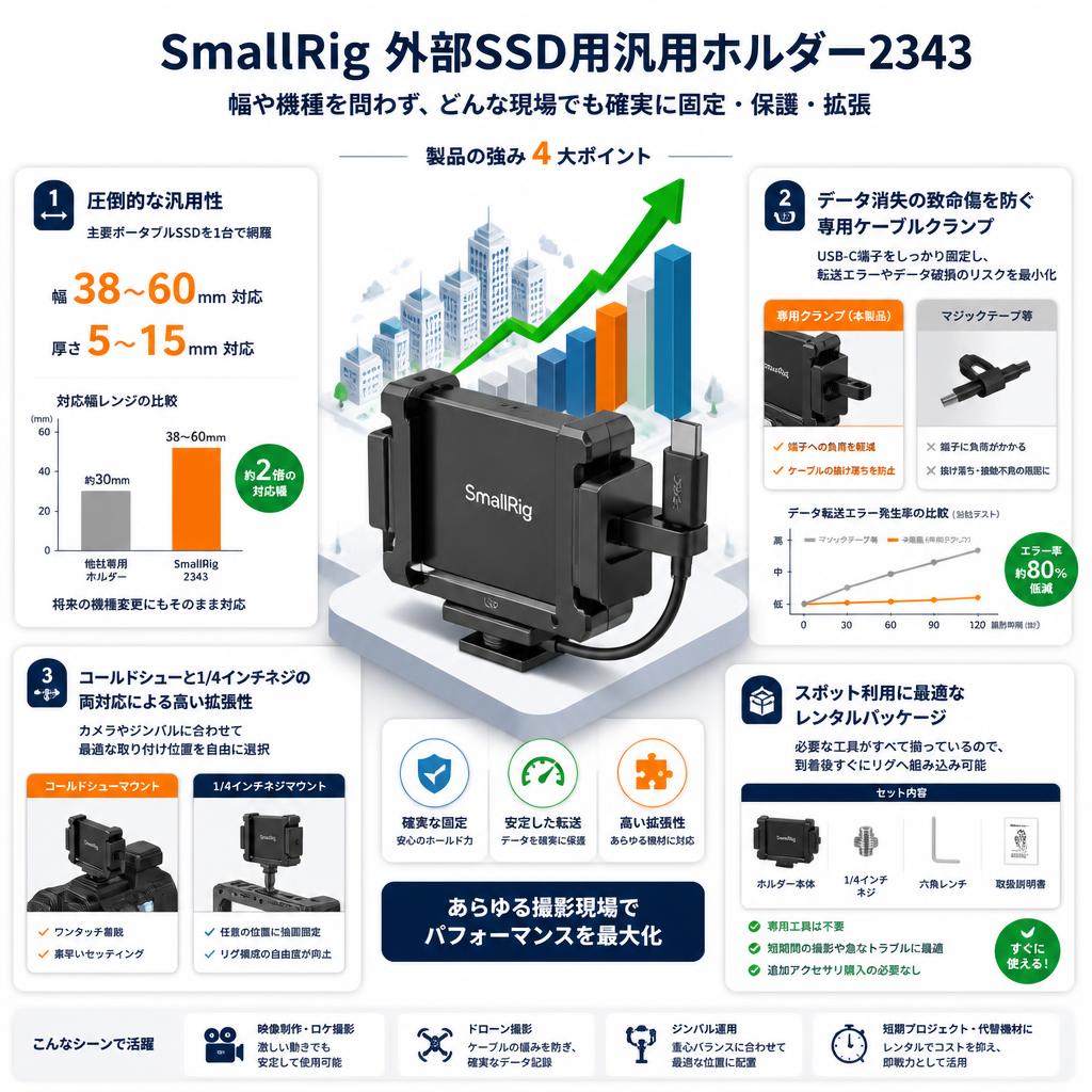 SmallRig 外部SSD用汎用ホルダー2343 セールスポイント