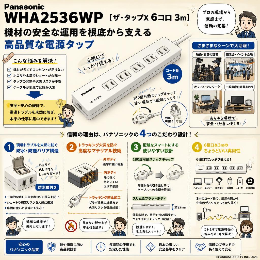 Panasonic WHA2536WP [ザ・タップX 6コ口 3m ] 概要