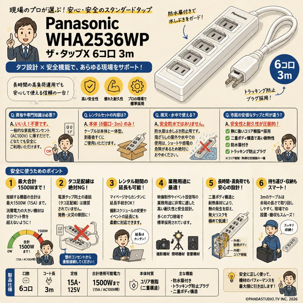Panasonic WHA2536WP [ザ・タップX 6コ口 3m ] FAQ（よくある質問と答え）