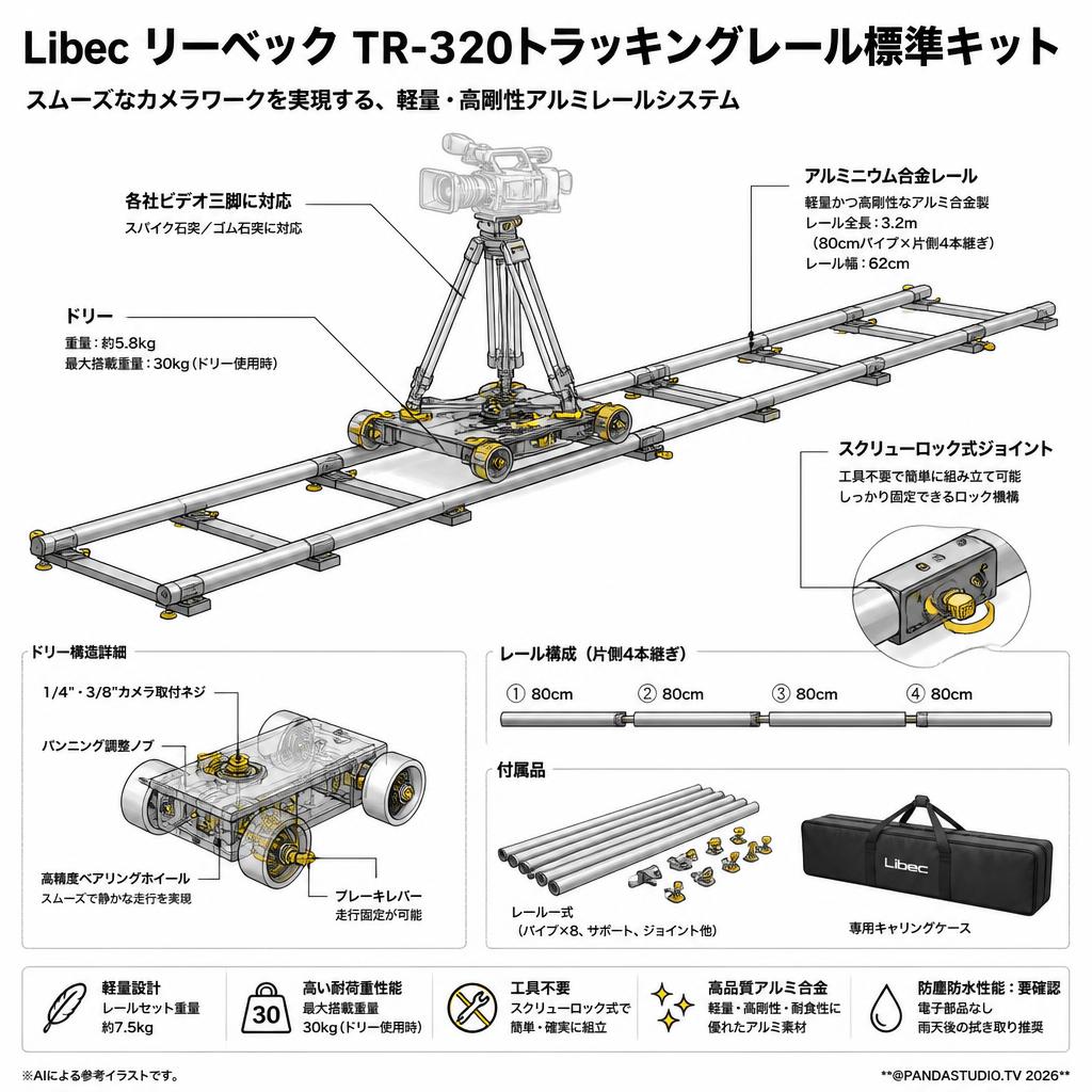 Libec リーベック TR-320トラッキングレール標準キット スペック