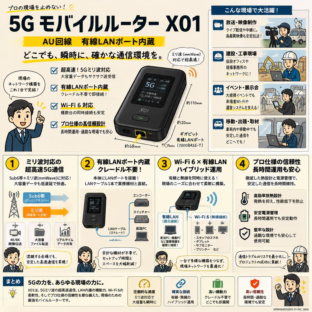 5G モバイルルーター X01 AU回線 有線LANポート内蔵 概要