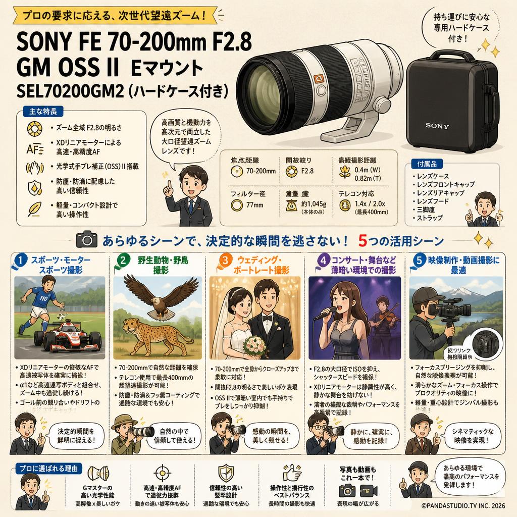 SONY FE 70-200mm F2.8 GM OSS II Eマウント SEL70200GM2（ハードケース付き) 用途