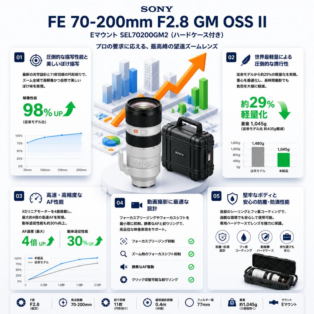 SONY FE 70-200mm F2.8 GM OSS II Eマウント SEL70200GM2（ハードケース付き) セールスポイント