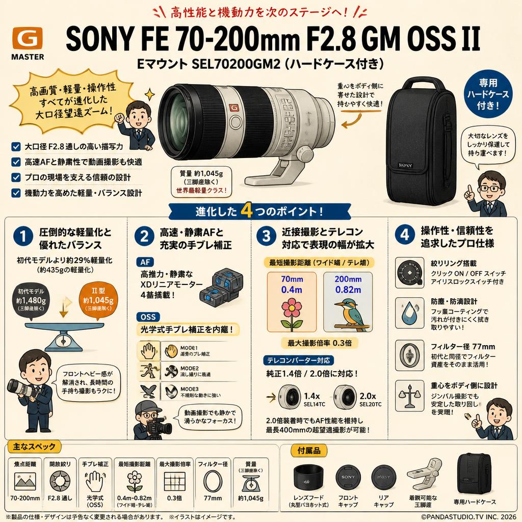 SONY FE 70-200mm F2.8 GM OSS II Eマウント SEL70200GM2（ハードケース付き) FAQ（よくある質問と答え）