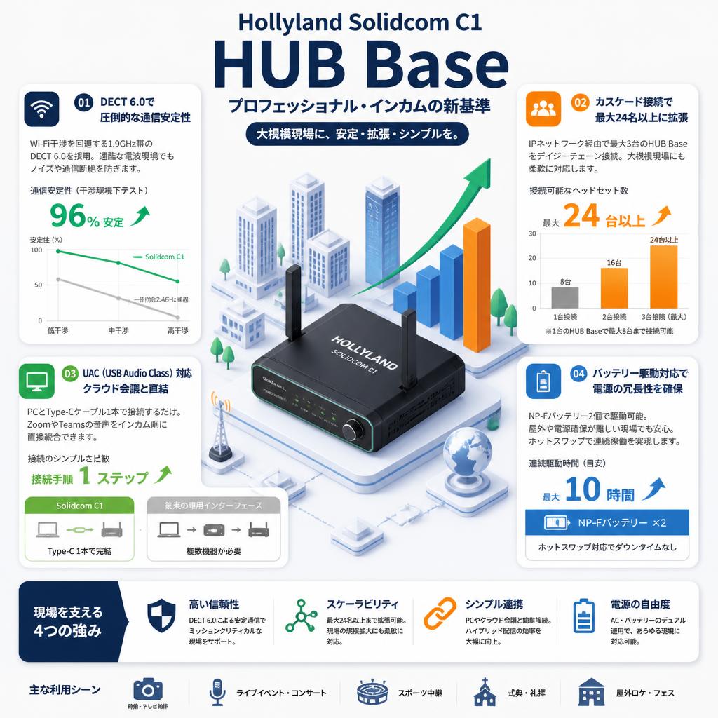 Hollyland Solidcom C1 HUB Base セールスポイント