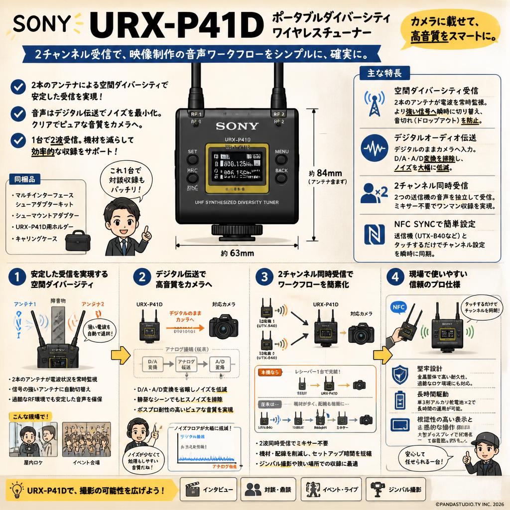 SONY URX-P41D ポータブルダイバーシティワイヤレスチューナー 概要